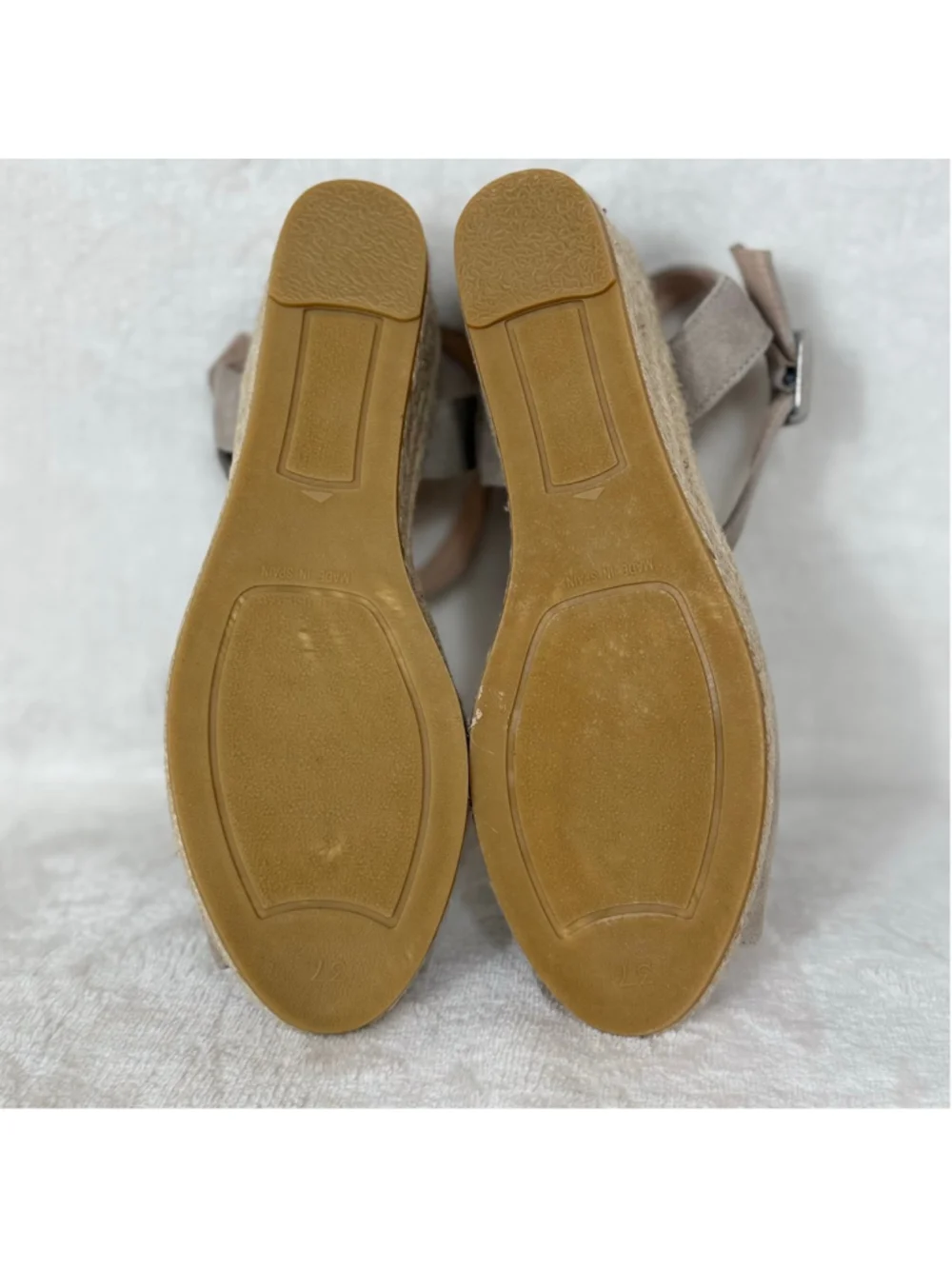 Women's Eric Michael Beige Suede Espadrille Summer Dress Wedges Size 6.5